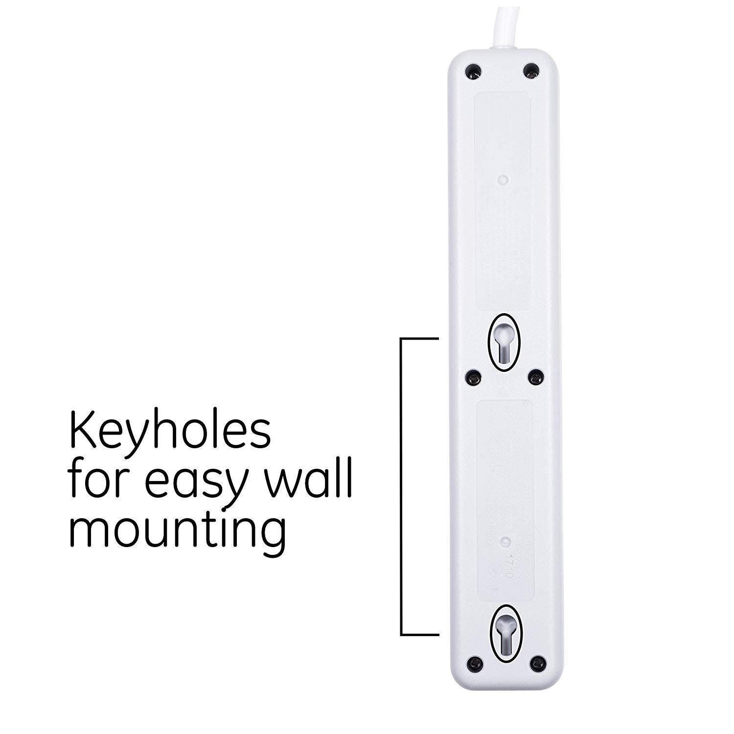 GE 6-Outlet 4ft. Surge Protector, White
