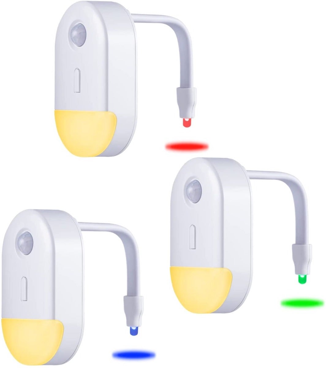 UltraPro Color Changing Motion Sensing LED Toilet Clip Light, 3 Pack, White