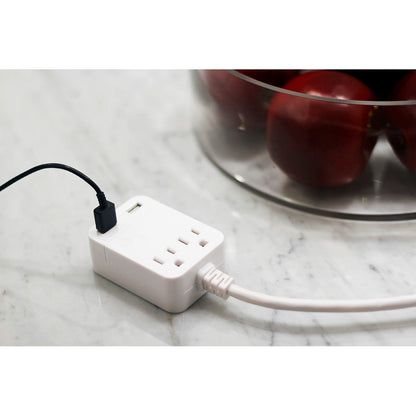 GE 2-Outlet 2-USB 12ft. Extension Cord with Surge Protection, White