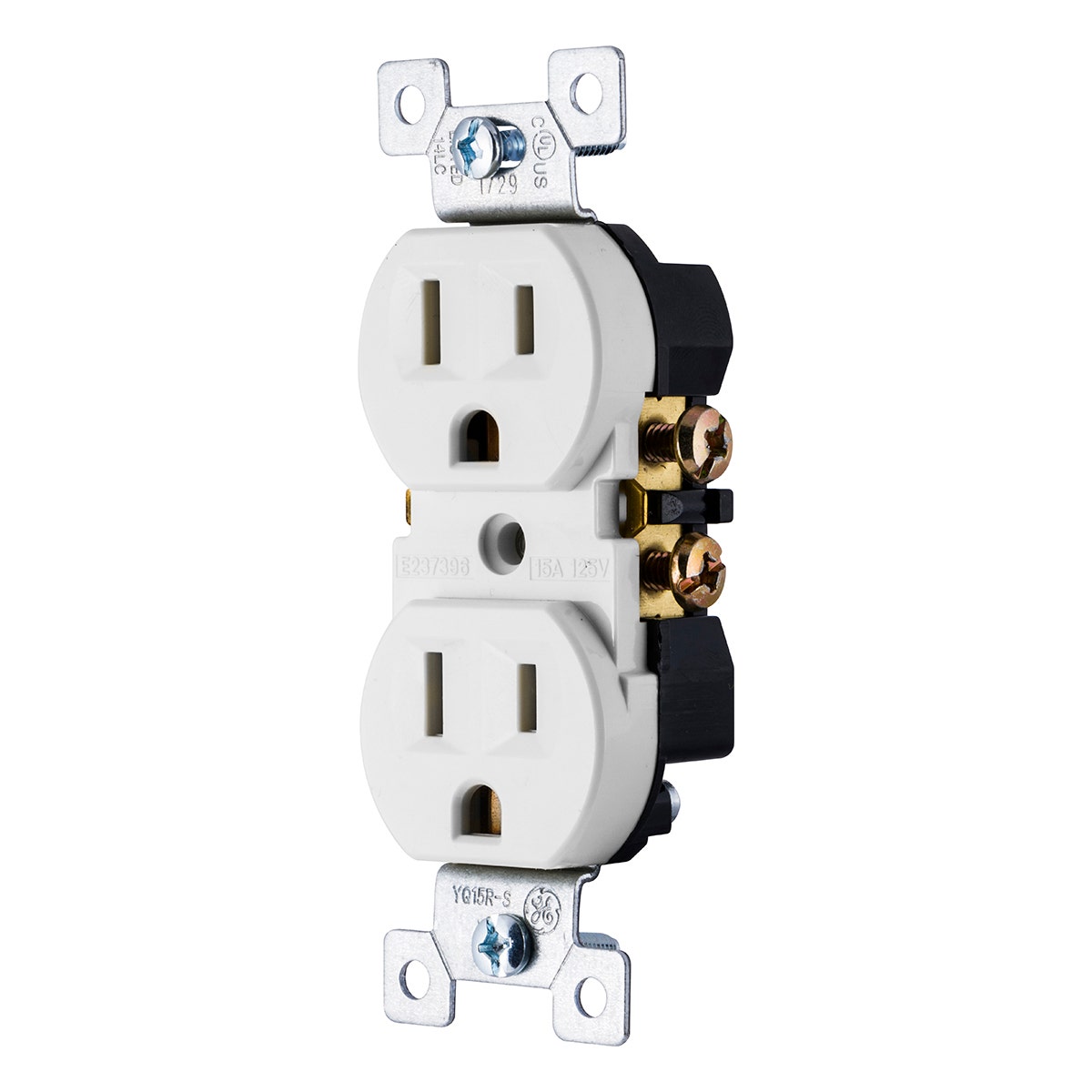 GE Grounding Duplex Receptacle, White