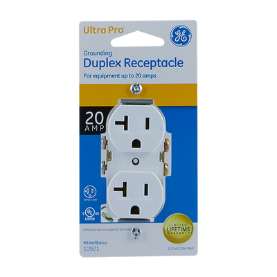 GE Grounding Duplex Receptacle, White