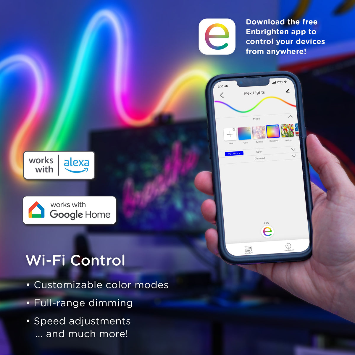 Enbrighten WiFi VIBE Indoor/Outdoor Color-Changing LED Flex Light, 16ft.