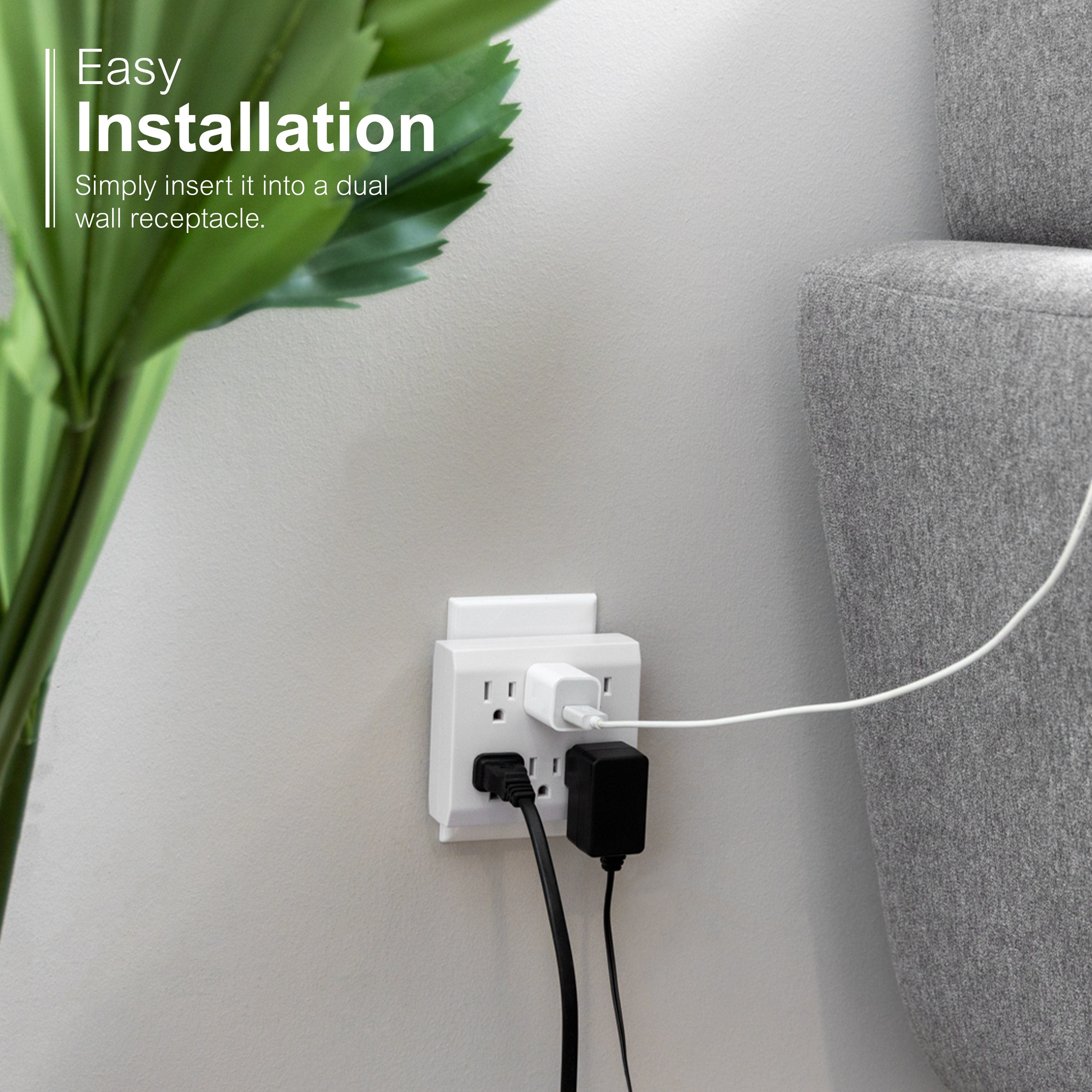 GE 6-Outlet Wall Tap with Surge Protection, White