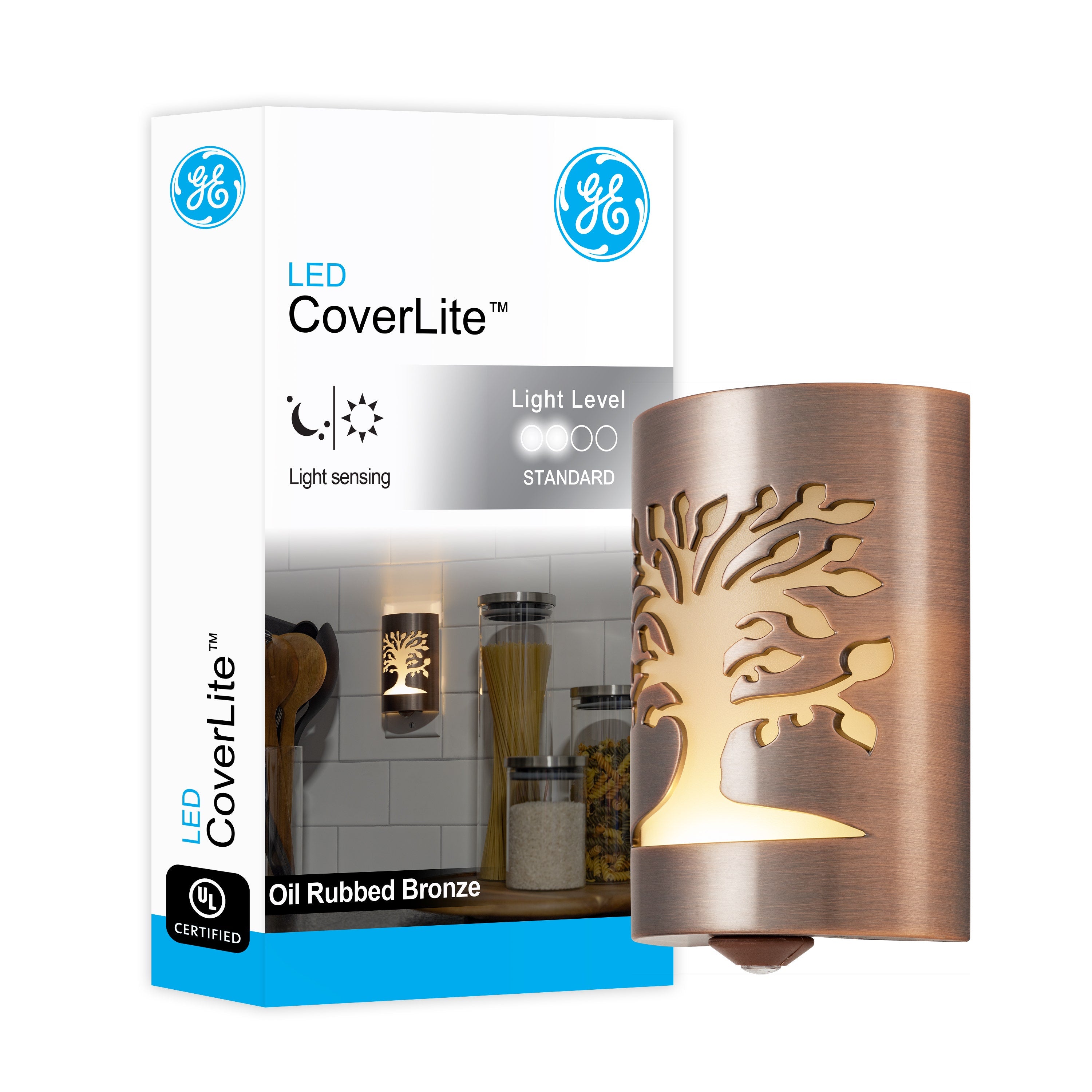 GE CoverLite Tree of Life Light Sensing LED Night Light, Oil-Rubbed Bronze