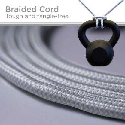 Cordinate 3-Outlet 10ft. Braided Extension Cord, White/Gray