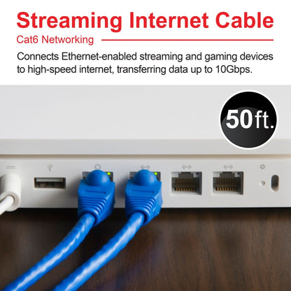 GE 50ft. Cat6 Ethernet Internet Cable, Blue