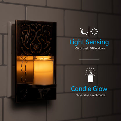 GE CandleLite Light Sensing LED Night Light, Oil-Rubbed Bronze