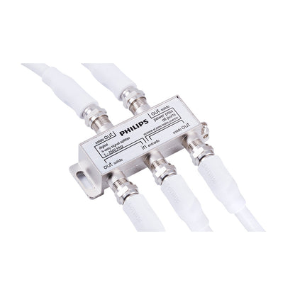 Philips Digital Coaxial 4-Way Signal Splitter, Silver