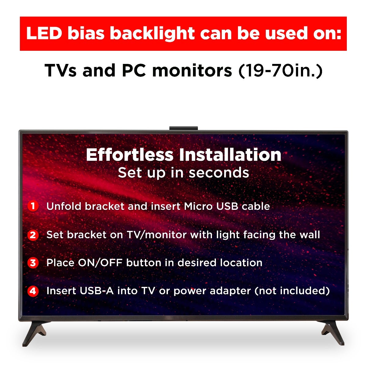 UltraPro Enlighten Backlight TV Bracket with Bias LED Lighting, Black