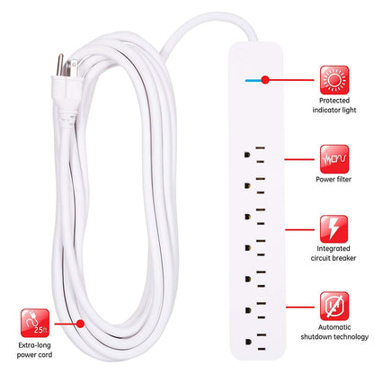 GE Pro 7-Outlet 25ft. Surge Protector, White