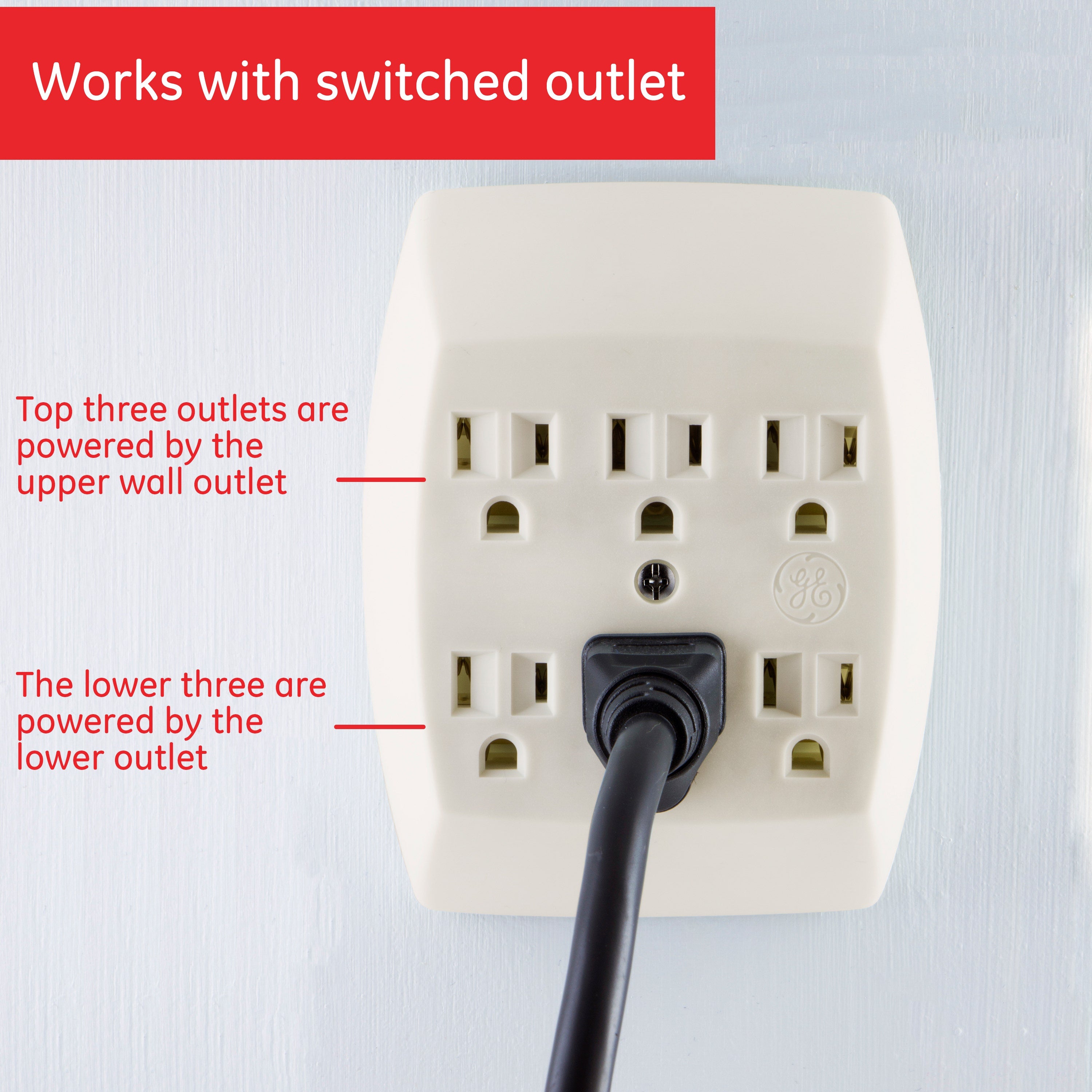 GE 6-Outlet Wall Tap, Light Almond