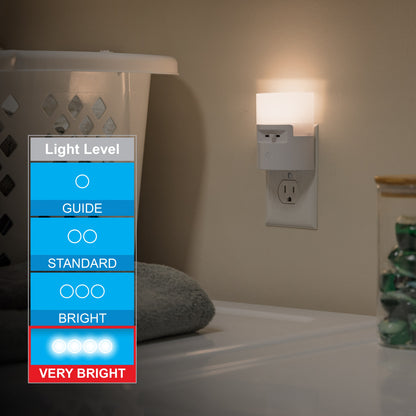 GE UltraBrite Dimmable Light Sensing LED Night Light, White