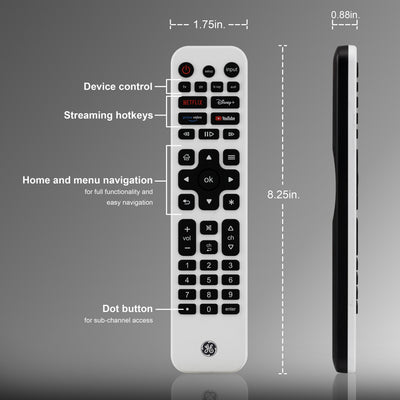 GE 4-Device Rechargeable Backlit Universal Remote, White