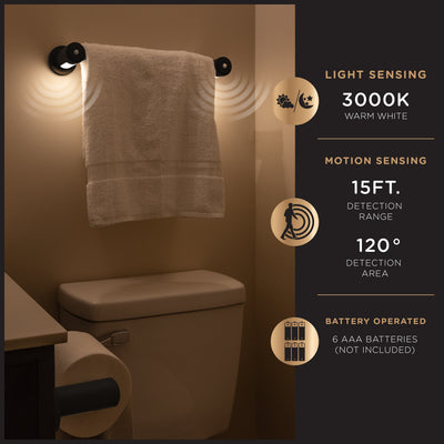 Enbrighten LED Motion Sensing Towel Bar Light, Matte Black