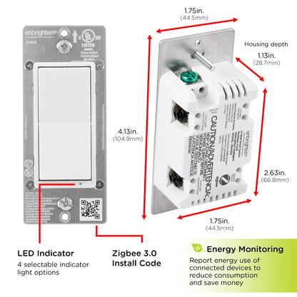 Enbrighten Zigbee In-Wall Smart Switch with QuickFit™ and SimpleWire™ and Energy Monitoring, White/Almond