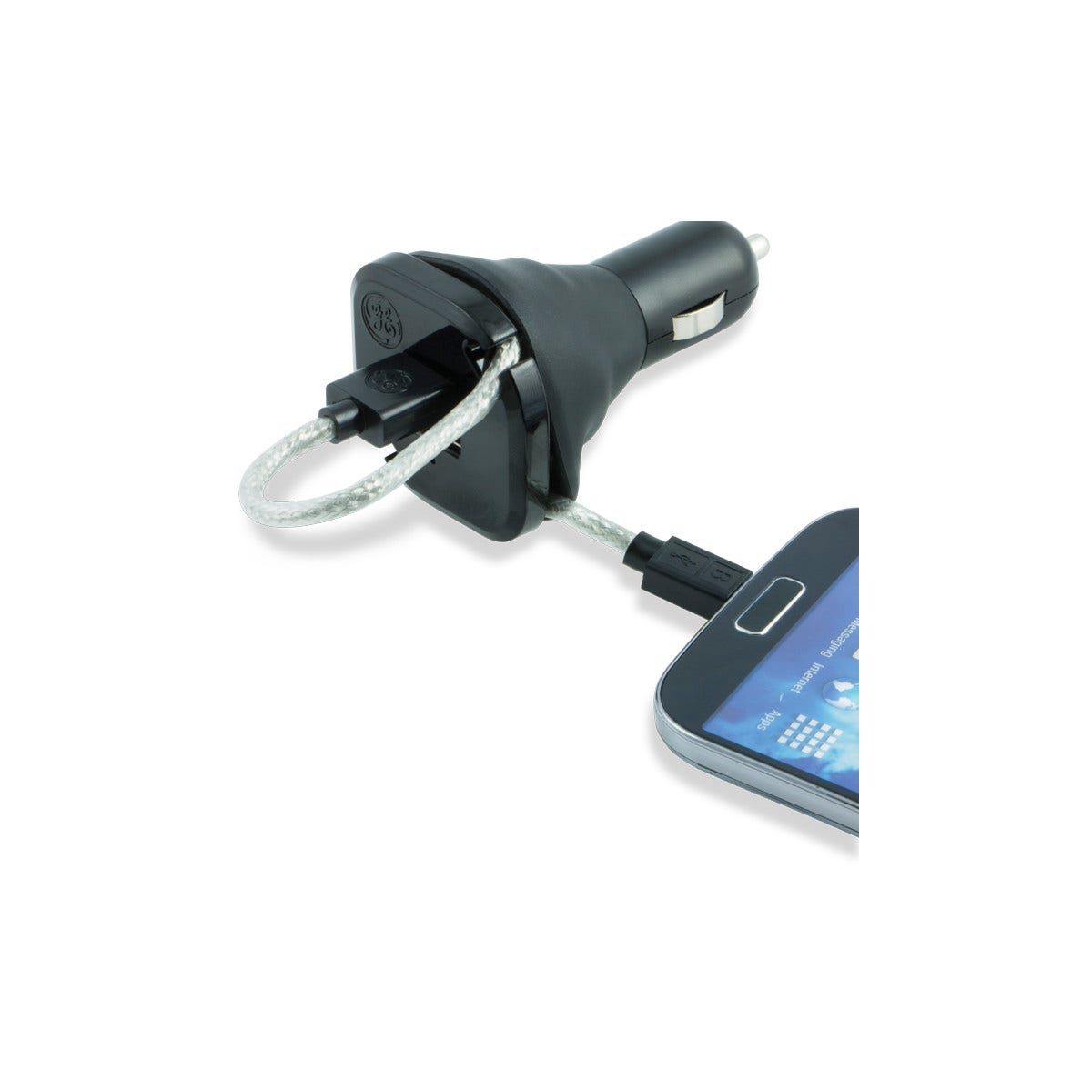 GE 2-USB Wrap-in-Charge Car Charger, Black