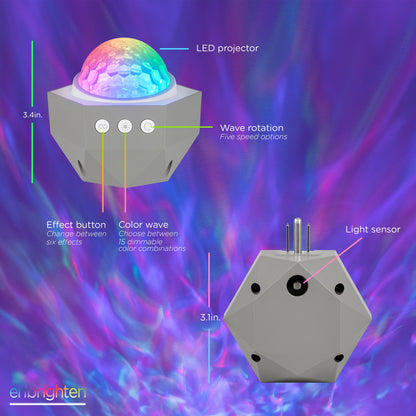 Enbrighten Galaxy Wave Plug-In Projector LED Night Light, White