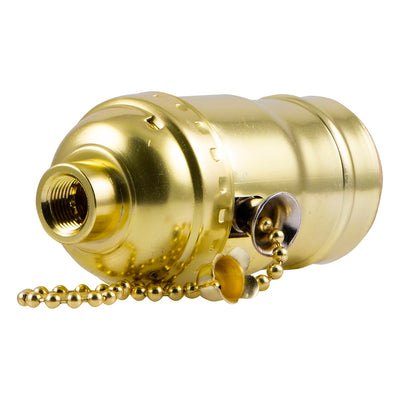 Power Gear Pull-Chain Lamp Socket, Brass