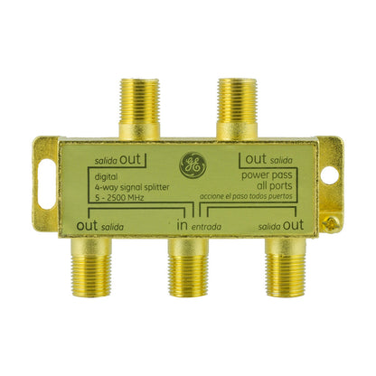 GE Pro Digital 4-Way Coaxial Splitter, Gold