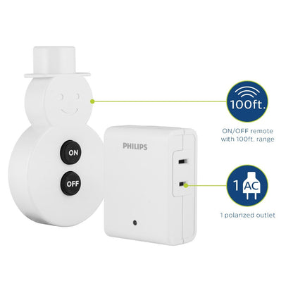Philips Plug-In On/Off Switch with Snowman Remote, White