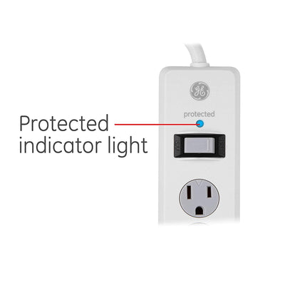 GE 6-Outlet 4ft. Surge Protector with Twist-to-Close Safety Covers, White