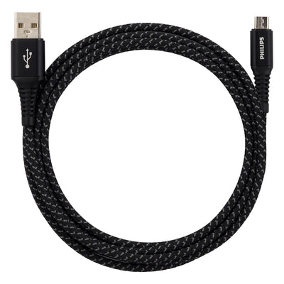 Philips 6ft. USB-A to Micro USB Charging Cable with Braided Cord, Black