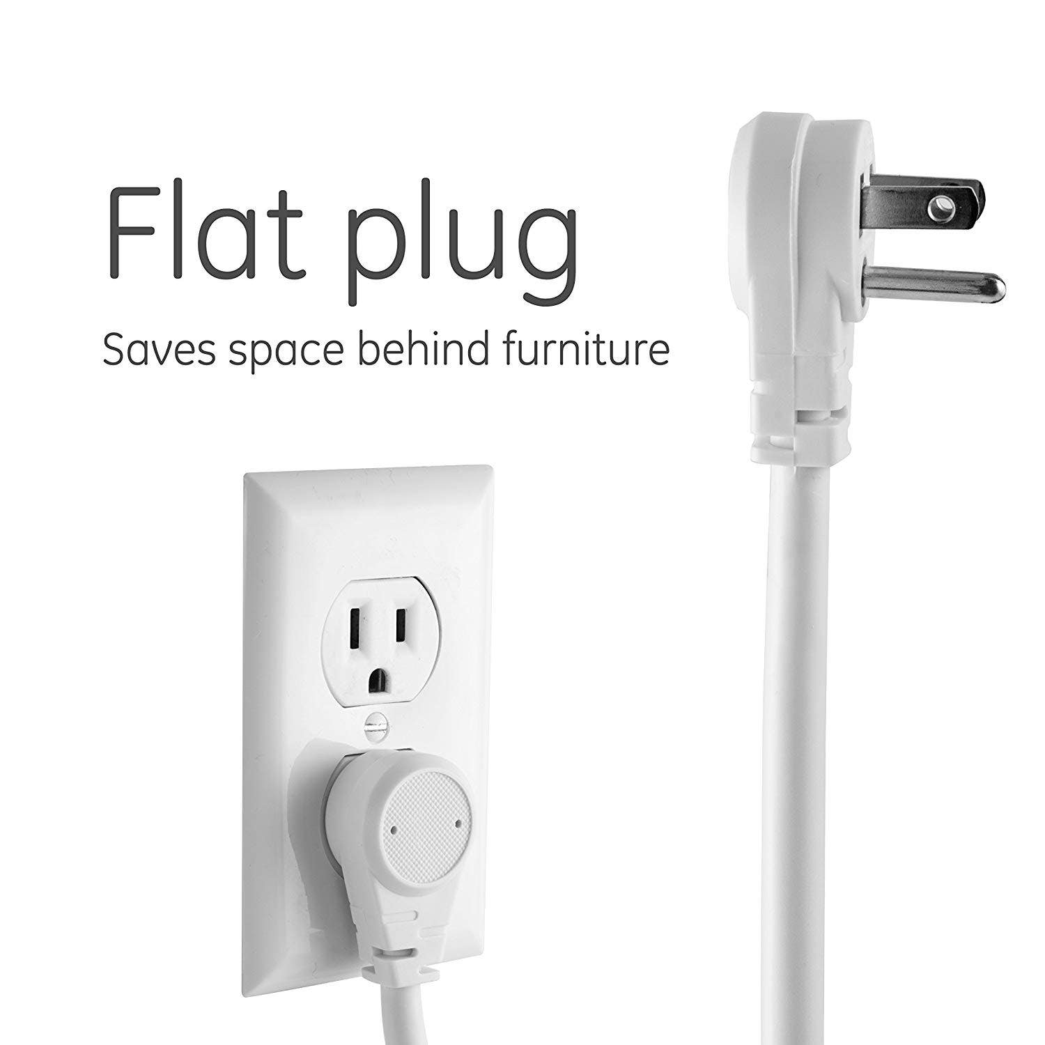 GE 6-Outlet 8ft. Surge Protector, White