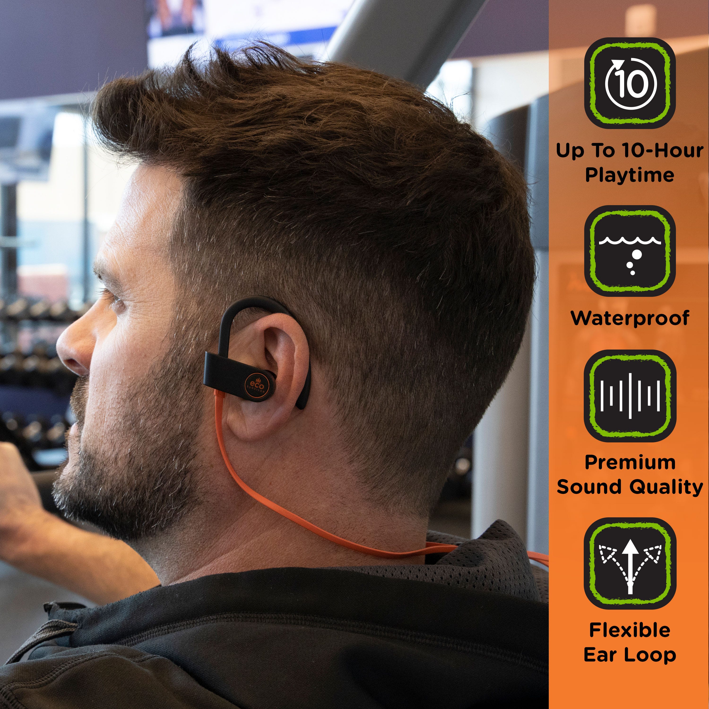 EcoSurvivor IPX7 Bluetooth Waterproof Earbuds, Black