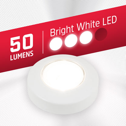 Energizer Push On/Off Puck Lights, 2 Pack, White