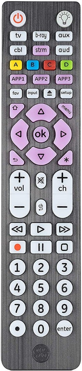 GE 6-Device Backlit Universal Remote, Brushed Black