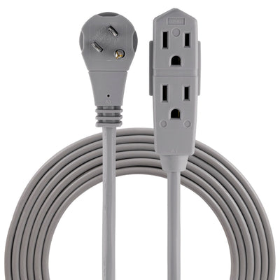 GE 3-Outlet 8ft. Extension Cord with Right-Angle Plug, Gray