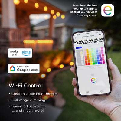 Enbrighten WiFi VIBE Color-Changing LED Landscape Lights, 6 Lights, 50ft. Black Cord
