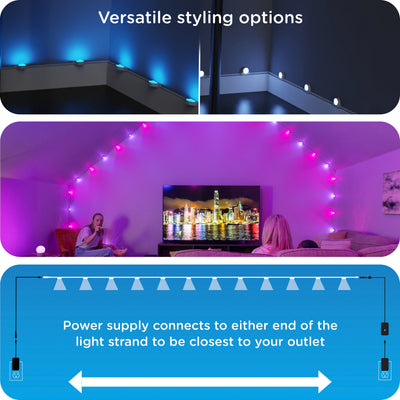 Enbrighten WiFi VIBE Spectrum Color-Changing Wall Lights Extension Strand, 12ft. White Cord