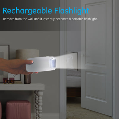 GE 4-in-1 Rechargeable Power Failure LED Night Light, White, 2 Pack