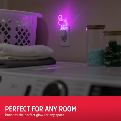 Energizer Flamingo Plug-In Light Sensing LED Night Light, Neon Pink