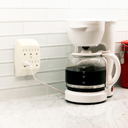 GE 6-Outlet Wall Tap, Light Almond