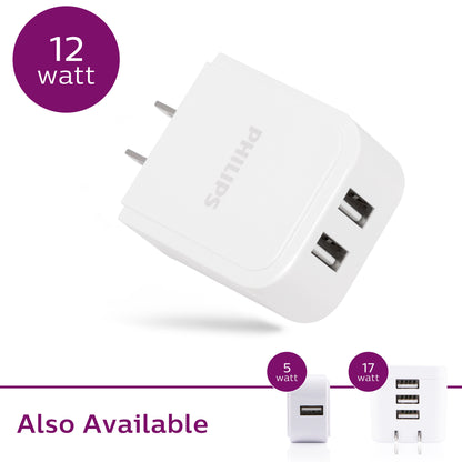 Philips 2-USB Wall Charger, White