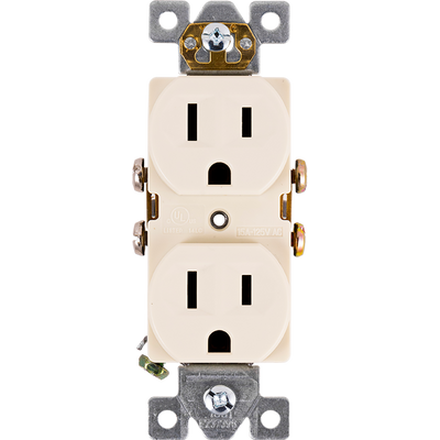 GE UltraPro Grounding Duplex Heavy-Duty Receptacle, Light Almond