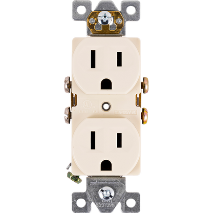 GE UltraPro Grounding Duplex Heavy-Duty Receptacle, Light Almond