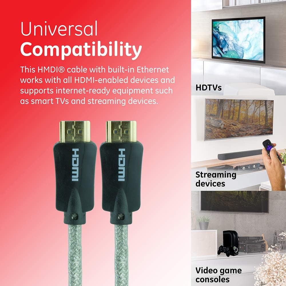 GE Pro 10ft. 4K HDMI Cable with Ethernet, Black