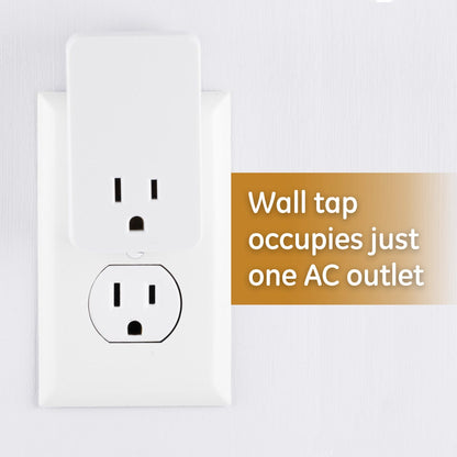 GE UltraPro 1-Outlet Wall Tap with Surge Protection and Audible Alarm, White