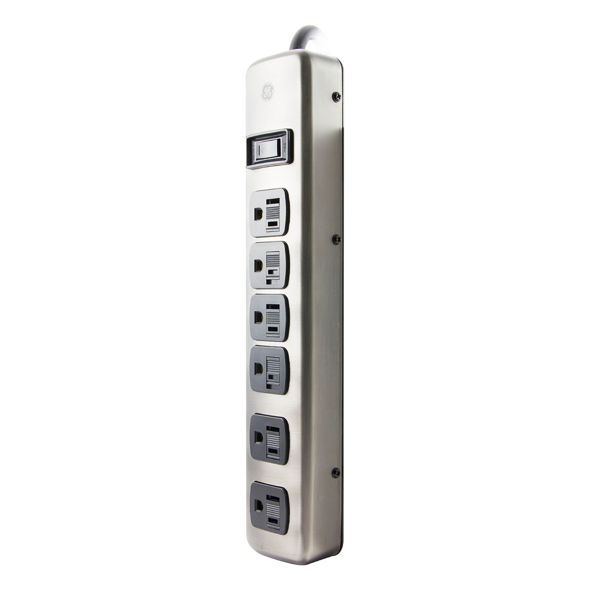 GE 6-Outlet 4ft. Surge Protector, Brushed Nickel