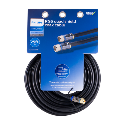 Philips 25 ft. Quad-Shield RG6 Coaxial Cable, Black
