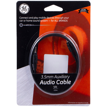 GE 3 ft. 3.5mm Auxiliary Audio Cable, Black