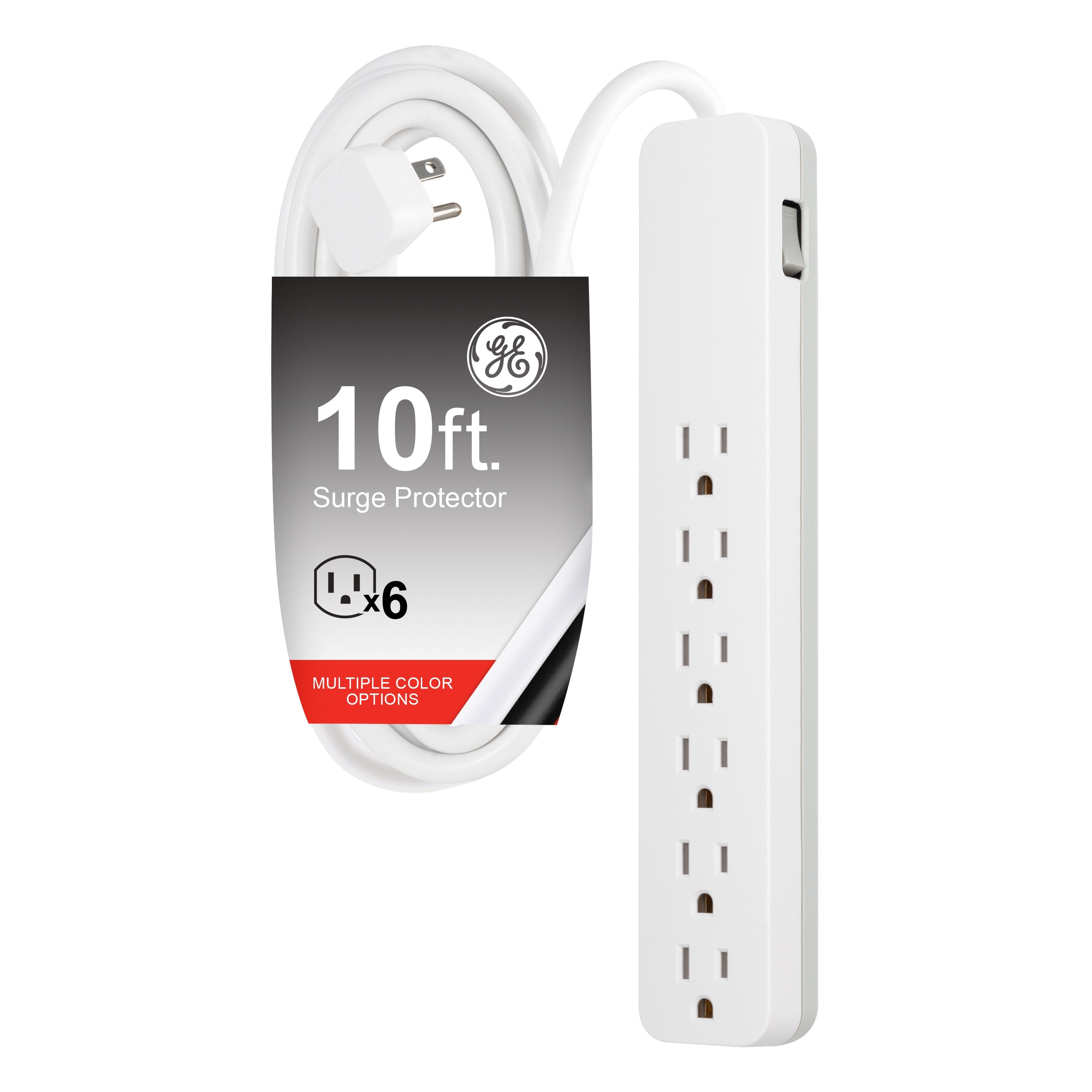 GE 6-Outlet 10ft. Surge Protector, White