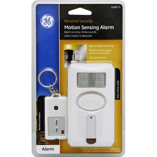 GE Battery-Operated Motion-Sensing Alarm with Keychain Remote, White