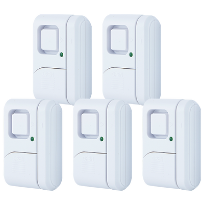 UltraPro Battery-Operated Magnetic Window or Door Alarm, 5 Pack, White