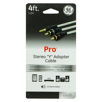GE 4ft. Stereo Y Adapter Cable, Silver