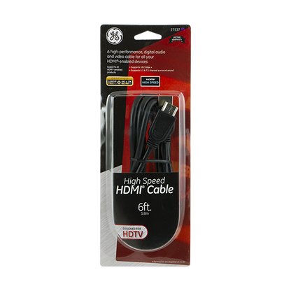 GE 6ft. HDMI Cable with Ethernet, Black