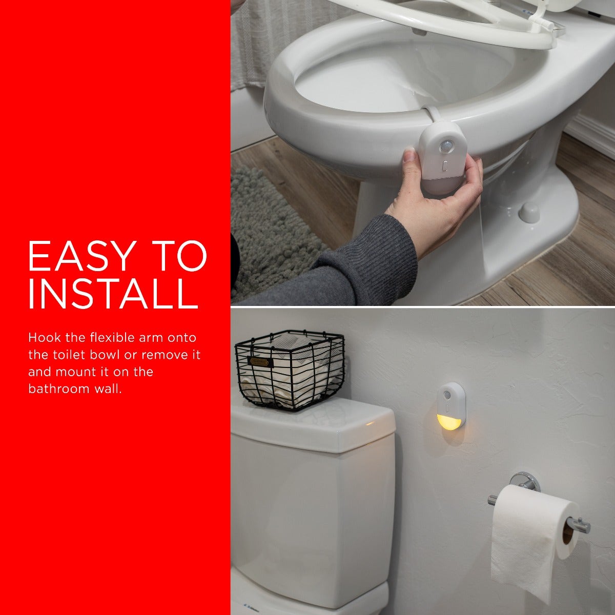 UltraPro Color Changing Motion Sensing LED Toilet Clip Light, 3 Pack, White